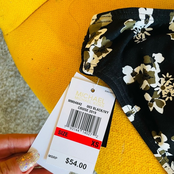 Michael Kors floral logo ring swim BOTTOM bikini XS. NOTE: TOP NOT INCLUDED. - Picture 6 of 7